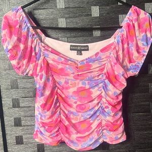 Very Cute Floral Sheer Crop Top - New without tags